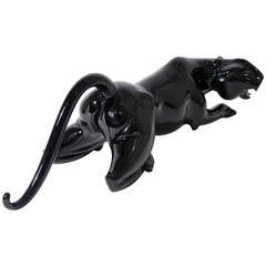 Oggetti Art Glass Panther Sculpture