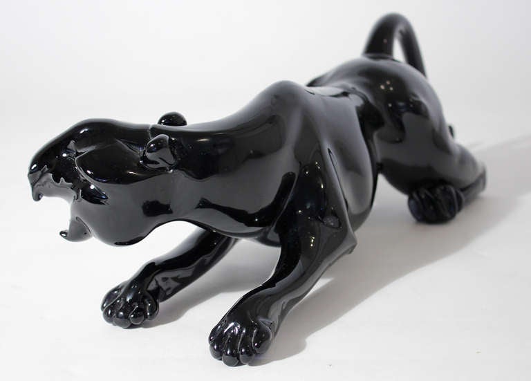 Italian Oggetti Art Glass Panther Sculpture