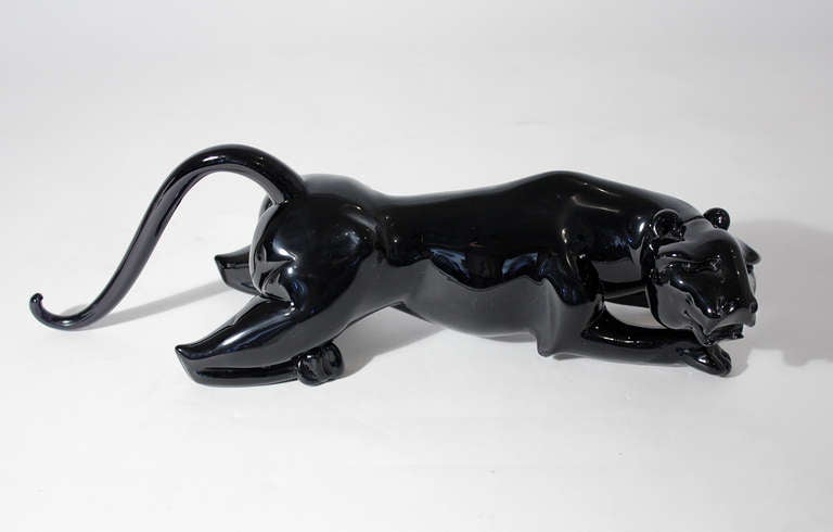 Oggetti Art Glass Panther Sculpture 2