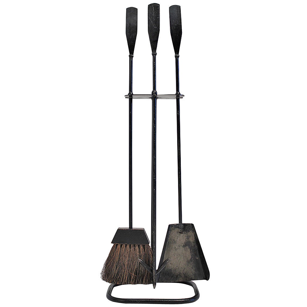 Modernist Wrought Iron Fire Tools