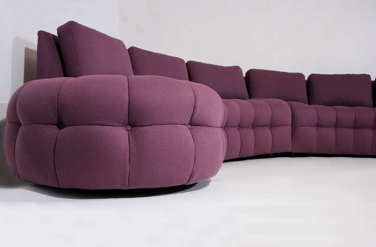 1970s Curved Tufted Sofa Sectional 1