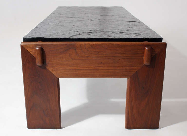 Mid-20th Century Modernist Slate Top Coffee Table