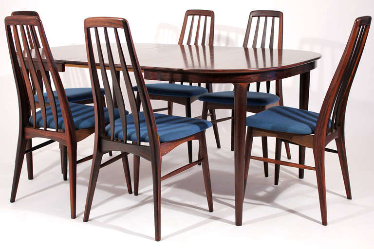 Mid-Century Modern Danish Rosewood Table and Six Chairs by Koefoeds Hornslet