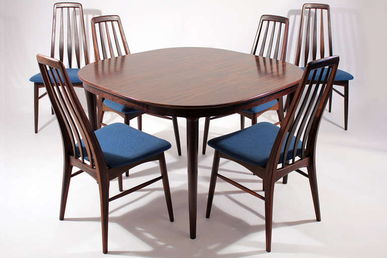 Danish Rosewood Table and Six Chairs by Koefoeds Hornslet In Excellent Condition In San Diego, CA