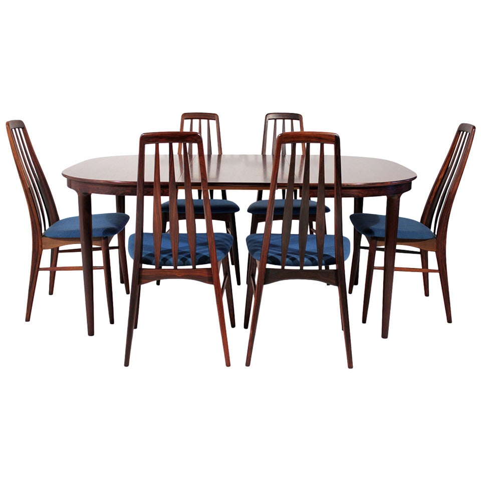 Danish Rosewood Table and Six Chairs by Koefoeds Hornslet