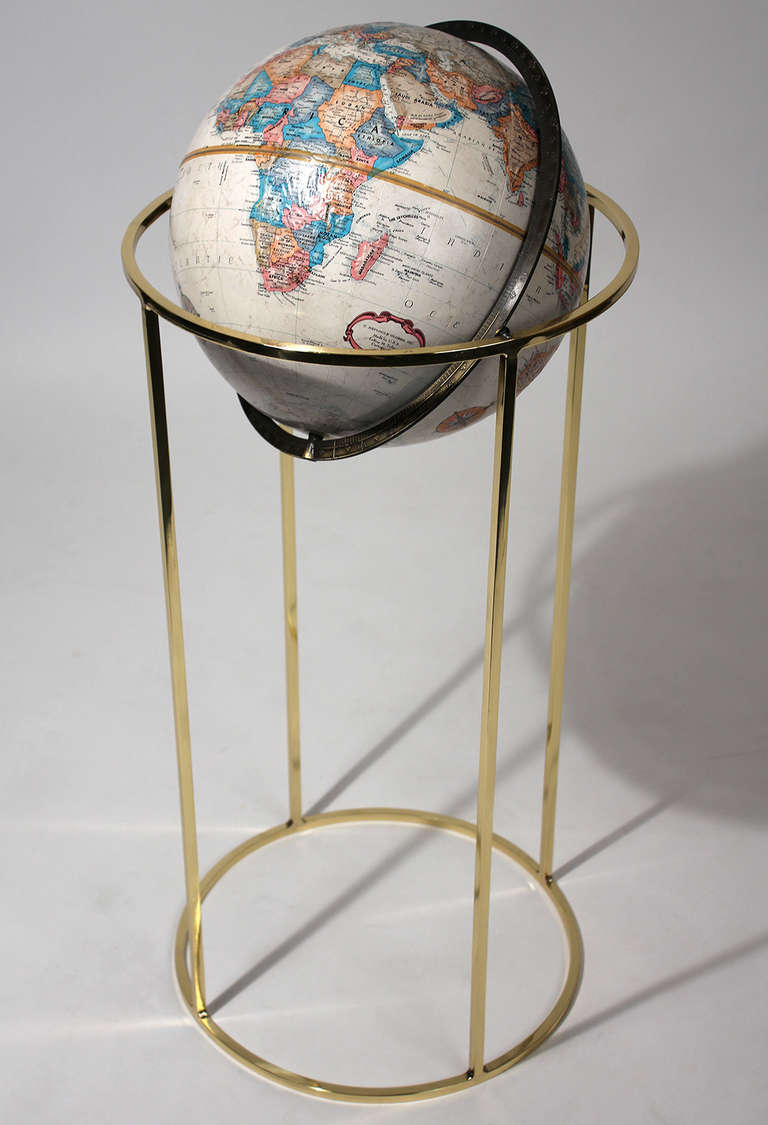 American Decorative Globe on Polished Brass Base
