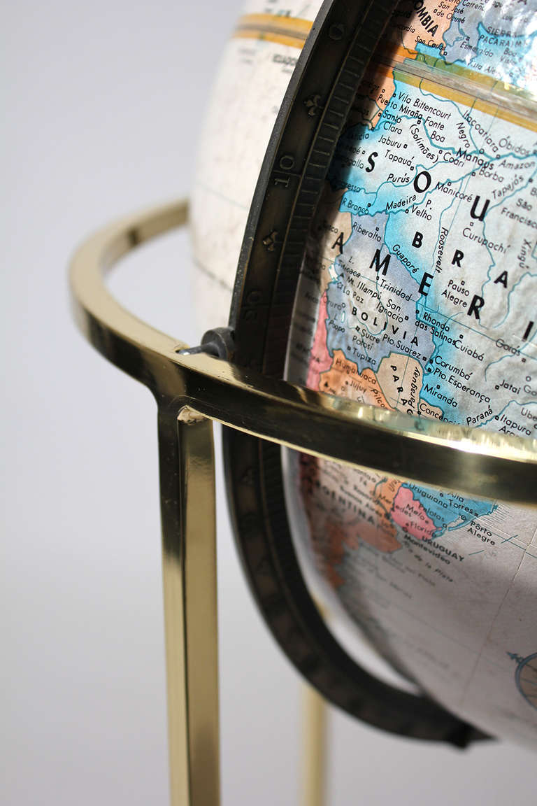 Late 20th Century Decorative Globe on Polished Brass Base