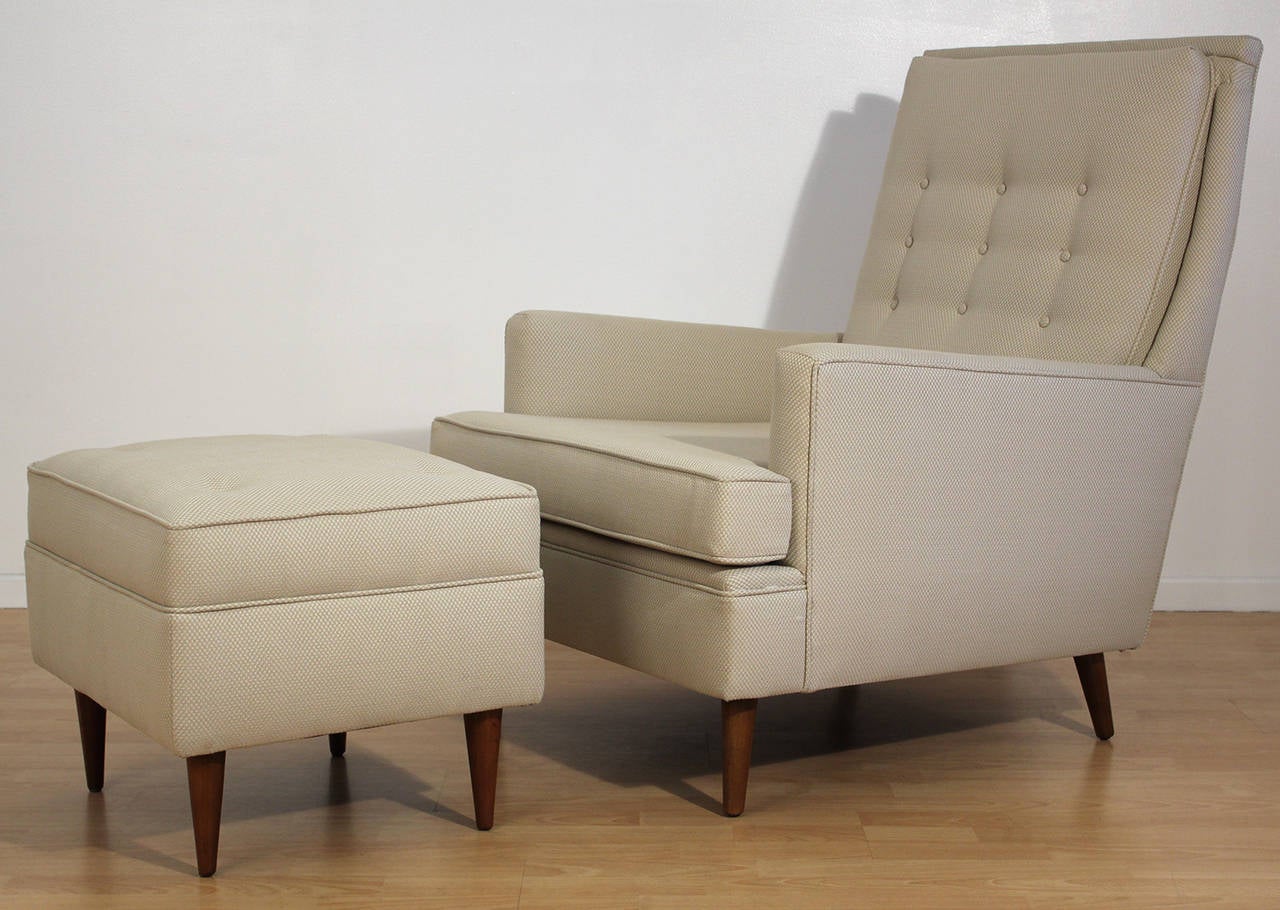 Mid-Century Modern Lounge Chair and Ottoman Attributed to Paul McCobb