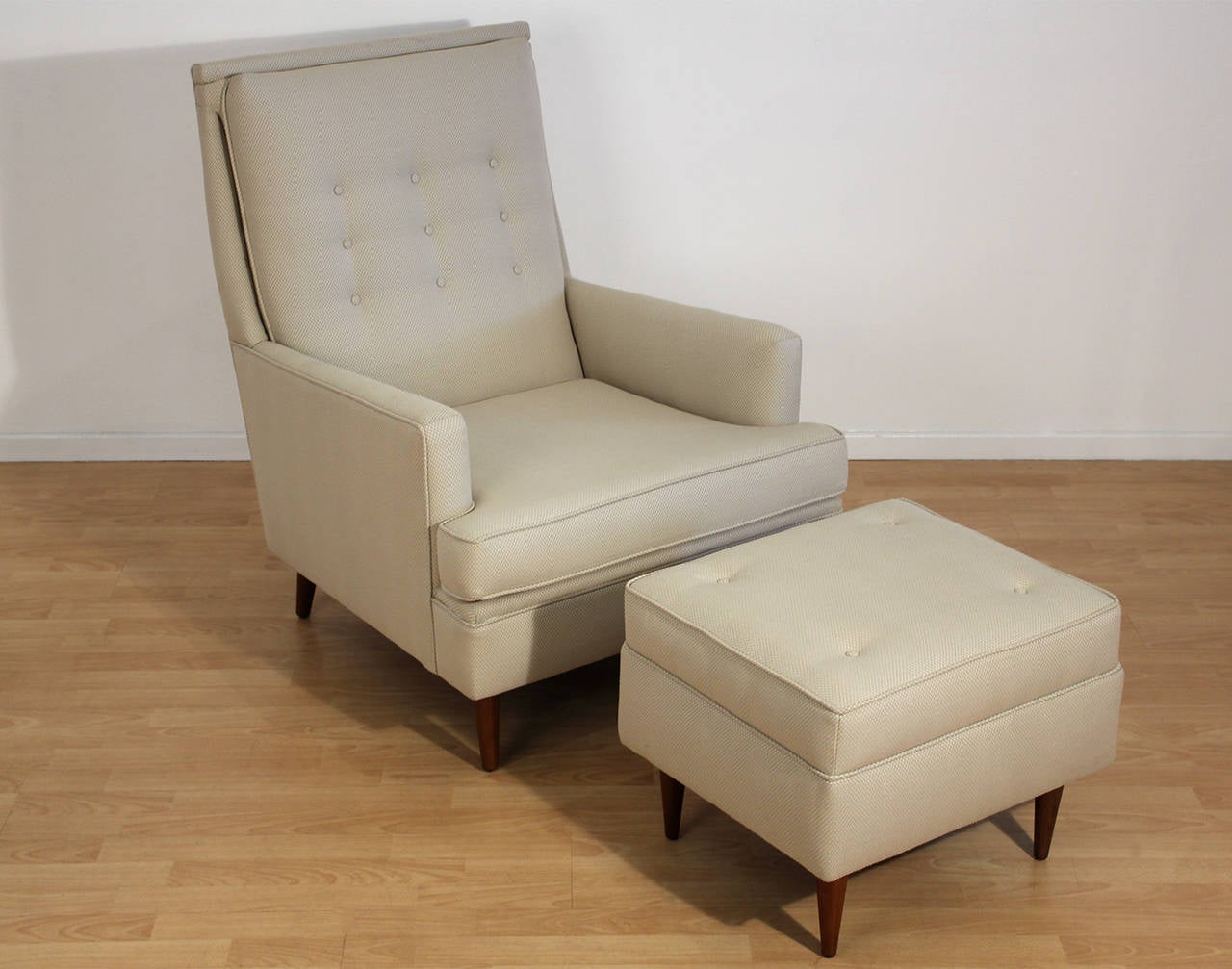 American Mid-Century Modern Lounge Chair and Ottoman Attributed to Paul McCobb