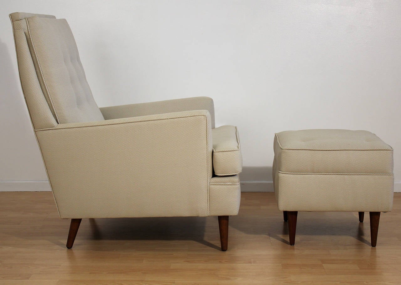 Mid-Century Modern Lounge Chair and Ottoman Attributed to Paul McCobb In Excellent Condition In San Diego, CA