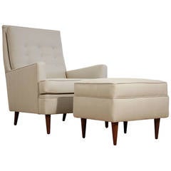 Mid-Century Modern Lounge Chair and Ottoman Attributed to Paul McCobb