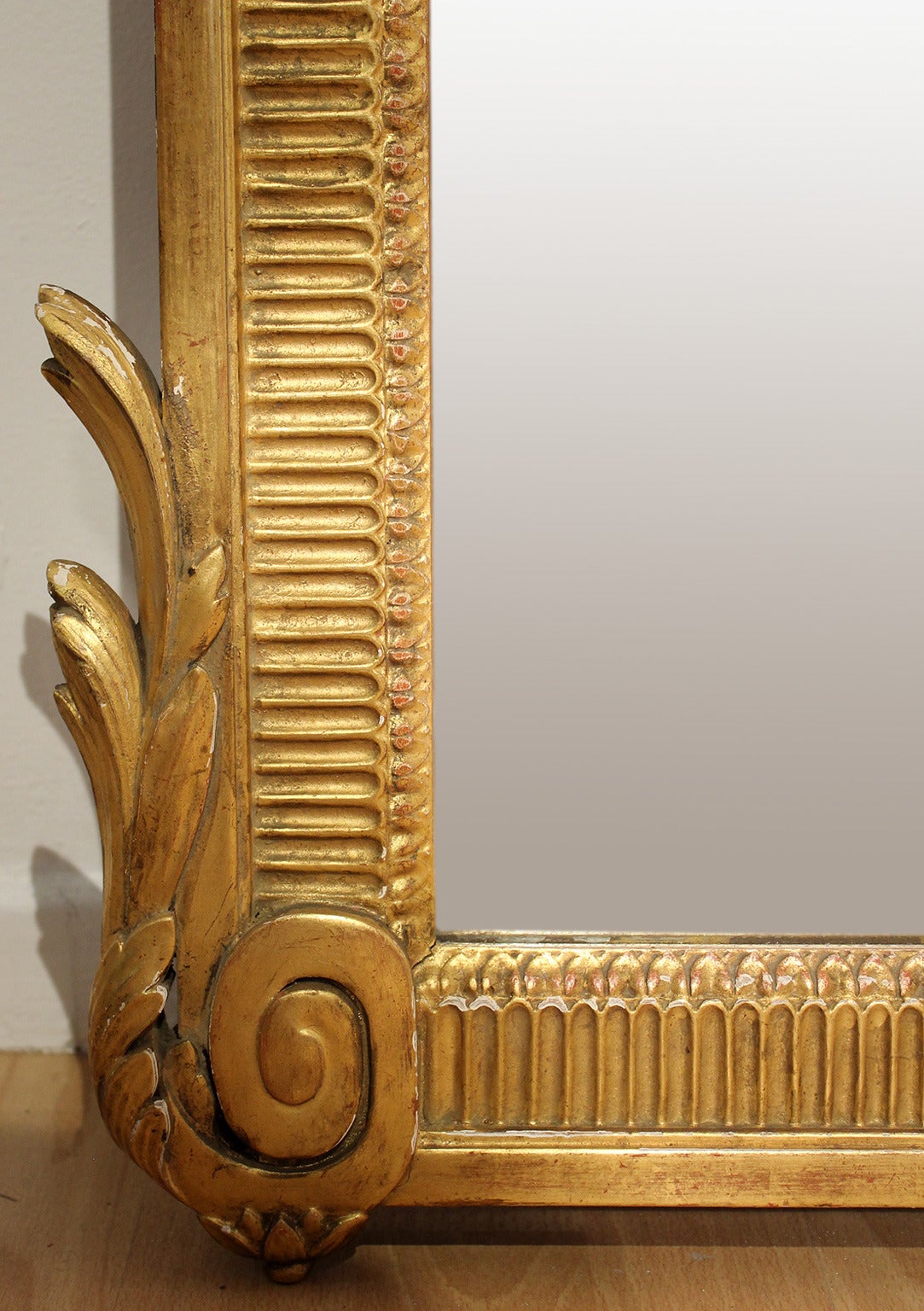 Large Antique French Neoclassical Decorative Gold Framed Mirror at 1stDibs