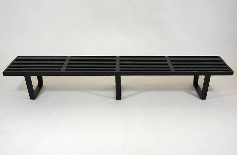 A nice and early example of this iconic Nelson design for Herman Miller with an aged original black lacquered finish.