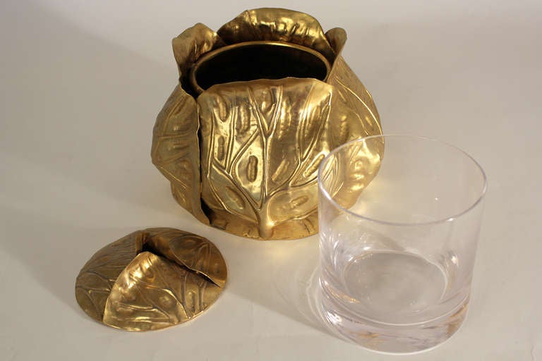 20th Century Gold Plated Cabbage Ice Bucket