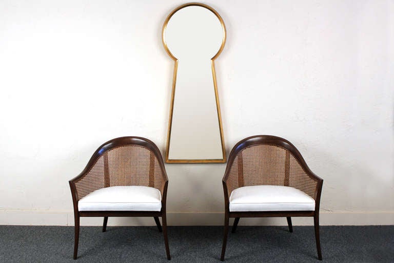 Mid-Century Modern Keyhole Shaped Gilt Mirror