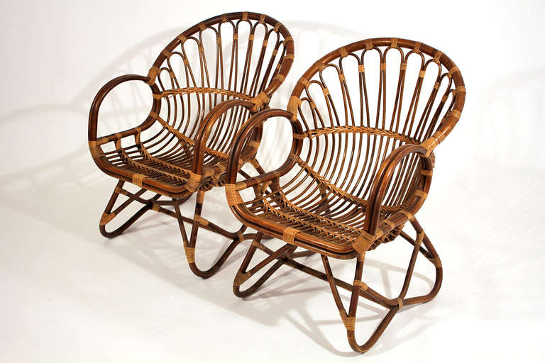 Rattan Lounge Chairs In Excellent Condition In San Diego, CA