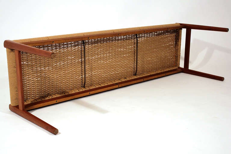 Mid-20th Century Niels O. Møller Teak Frame and Woven Seat Bench