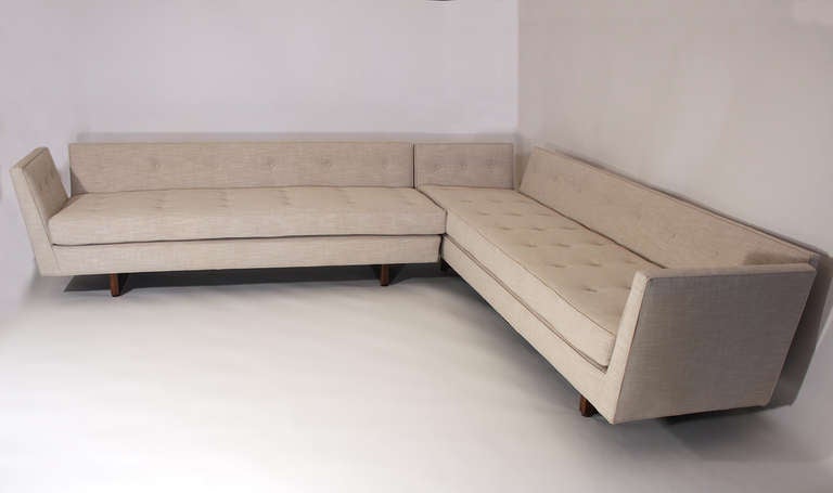 Dunbar 2-piece sectional sofa designed by Ed Wormley.

Measurements are as follows:

Main section: 108