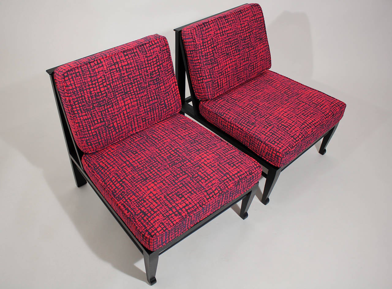 Pair of Slipper Lounge Chairs with Cane Back 4