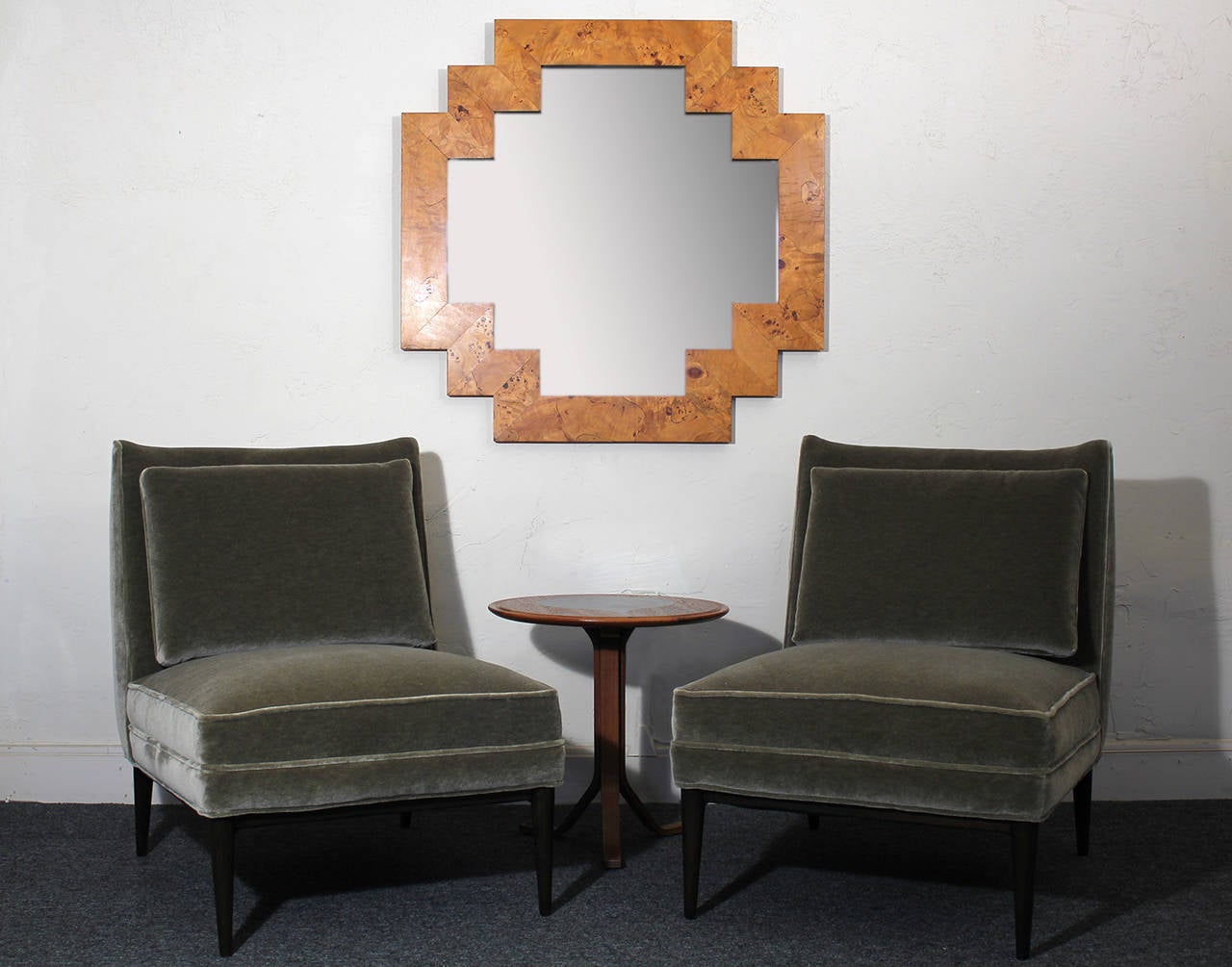 20th Century Deco Italian Burl Wood Mirror
