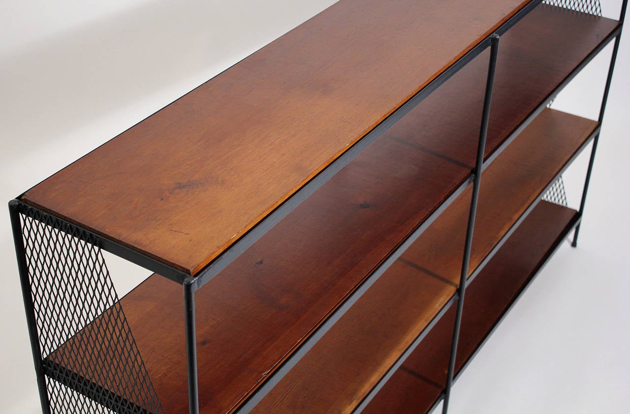 American California Modern Iron and Redwood Shelving