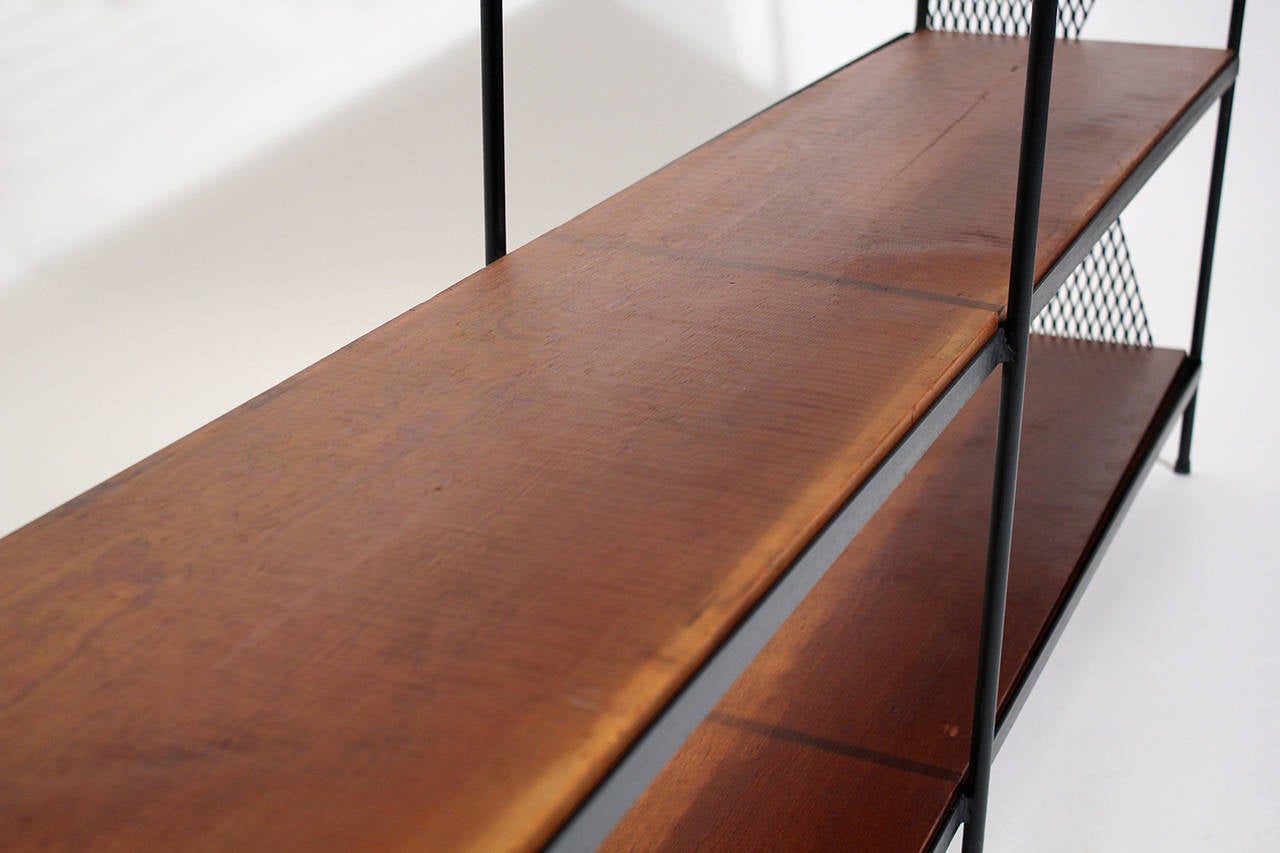 California Modern Iron and Redwood Shelving In Good Condition In San Diego, CA