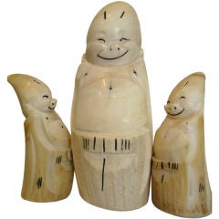 Vintage Group of Three Inuit Carved Billiken Figurines