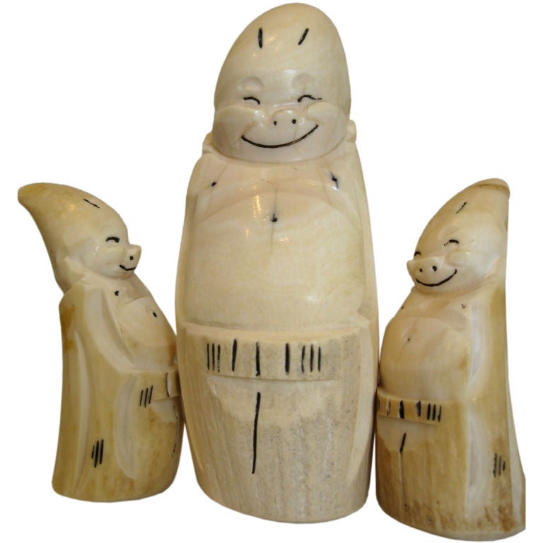 Group of Three Inuit Carved Billiken Figurines