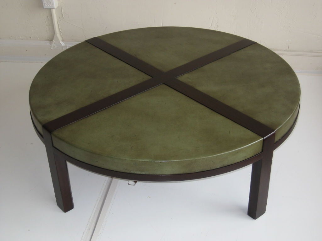 20th Century Distressed Leather Top Cocktail Table by Tommi Parzinger