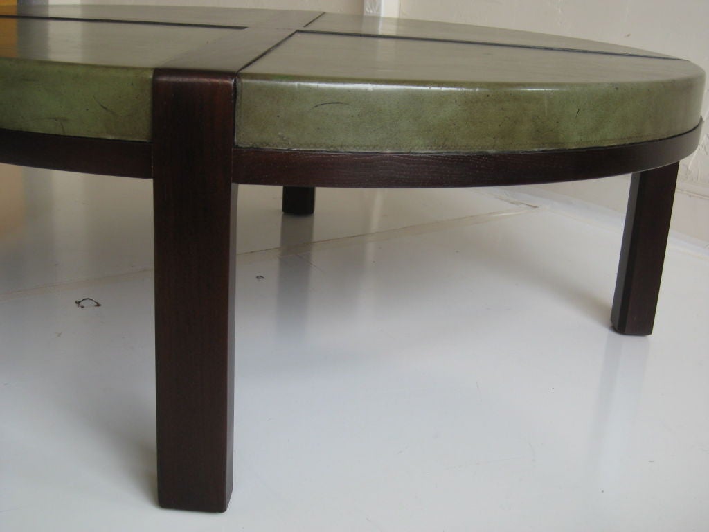 Distressed Leather Top Cocktail Table by Tommi Parzinger 1