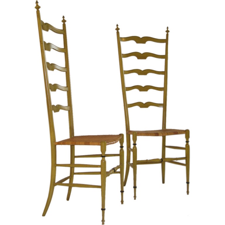Pair of Italian Tall Ladder Back Chairs by Chiavari at 1stDibs