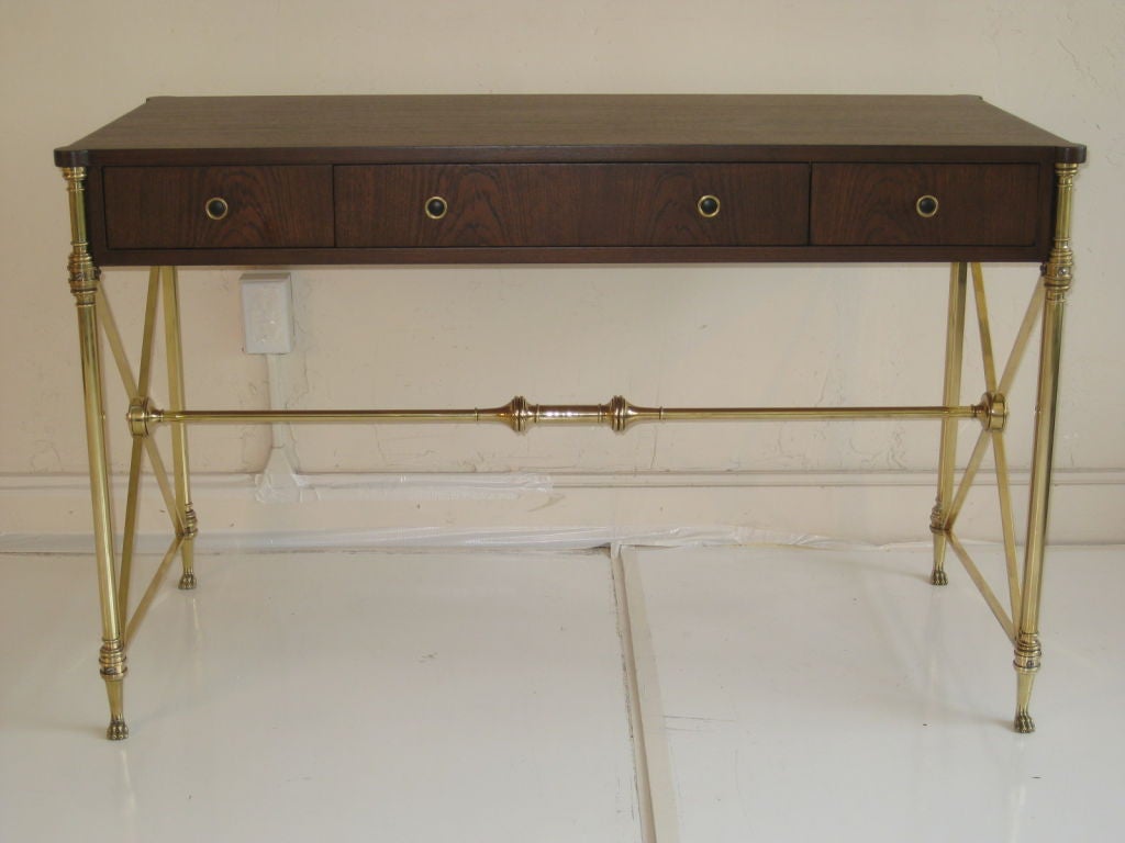 Brass and Wood Desk by Kittinger at 1stDibs brass and wood desk, wood