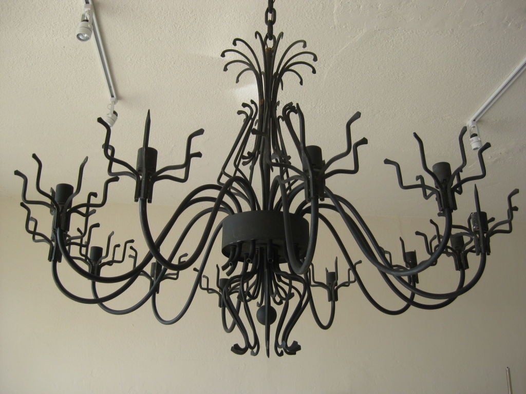 American C. Carl Jennings Wrought Iron Chandelier