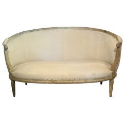 19c Louis XVI Upholstered Curved Canape