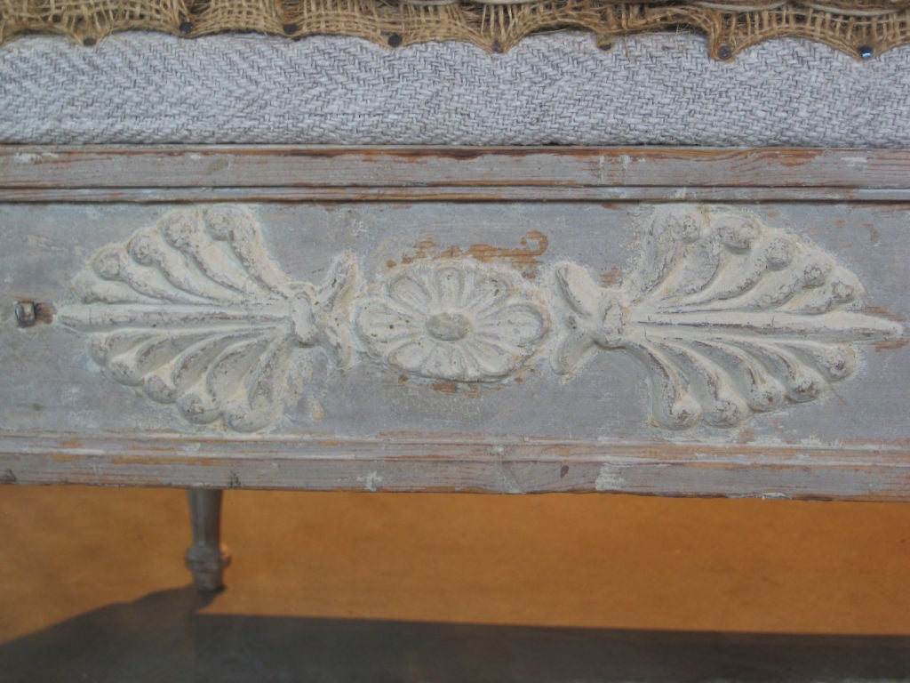 19th Century 19c Gustavian Bench with 2 Bolsters