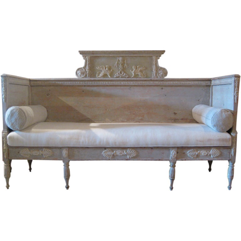 19c Gustavian Bench with 2 Bolsters