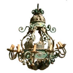 19c French Iron Chandelier
