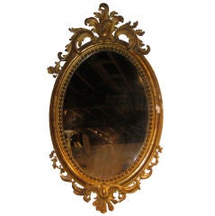 19c French Grande Oval Louis XV Gilded Mirror