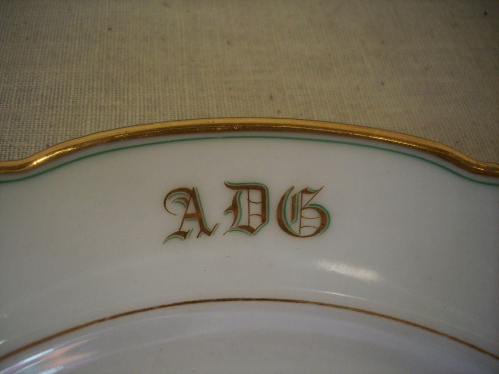 19c Set of Monogrammed Plates - Epoque Louis Philippe