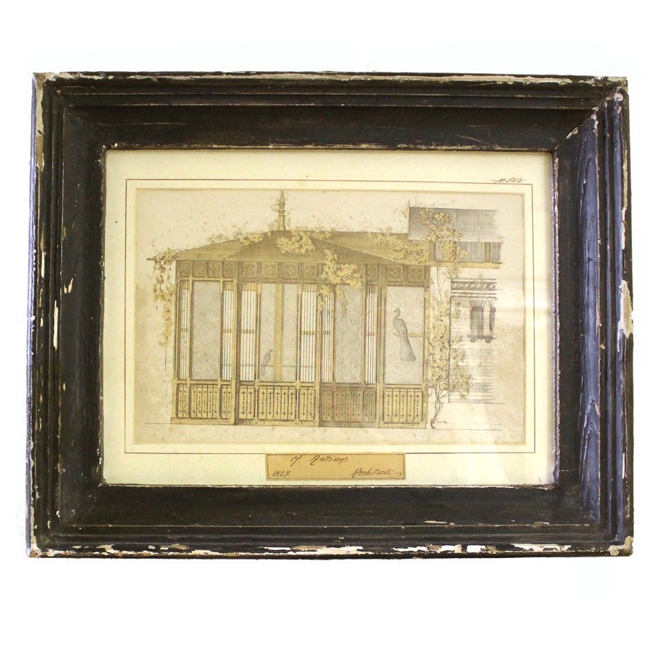 20th Century Set of 4 Framed European Architectural Renderings