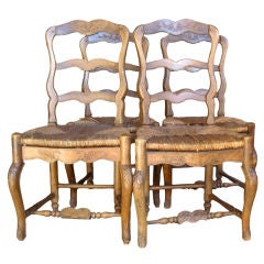 Set of 4 Provincial Rush Seat Chairs
