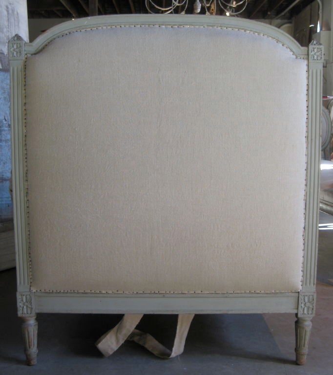 French Louis XVI Style Banquette with Antique Linen Tissue with Monogra
