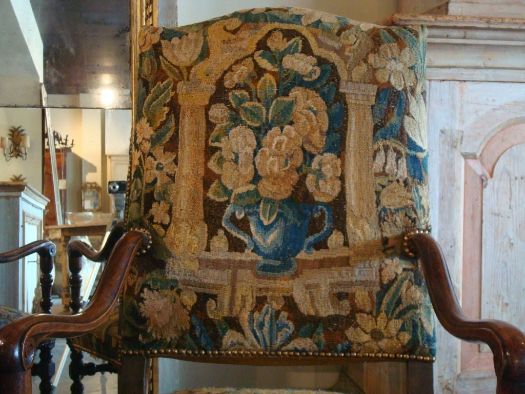 19c Louis XIII Fauteuil with 18c Tapestry