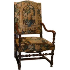 19c Louis XIII Fauteuil with 18c Tapestry