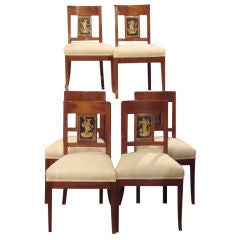 Set of 6 Epoque Empire Blonde Acajou Tole Chairs