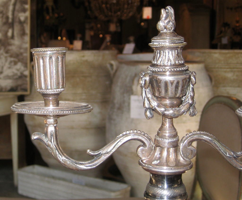 19c Louis XVI French Candelabra - Silverplated In Good Condition In New Orleans, LA