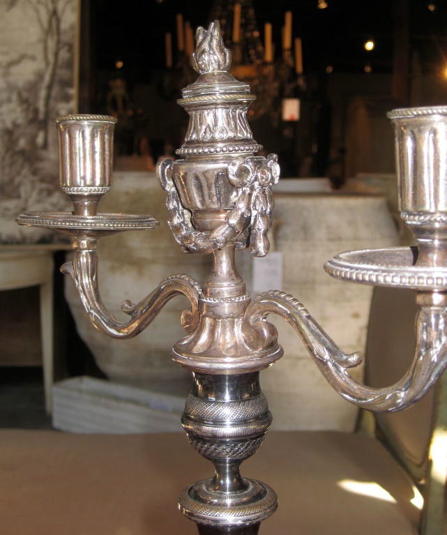 19th Century 19c Louis XVI French Candelabra - Silverplated