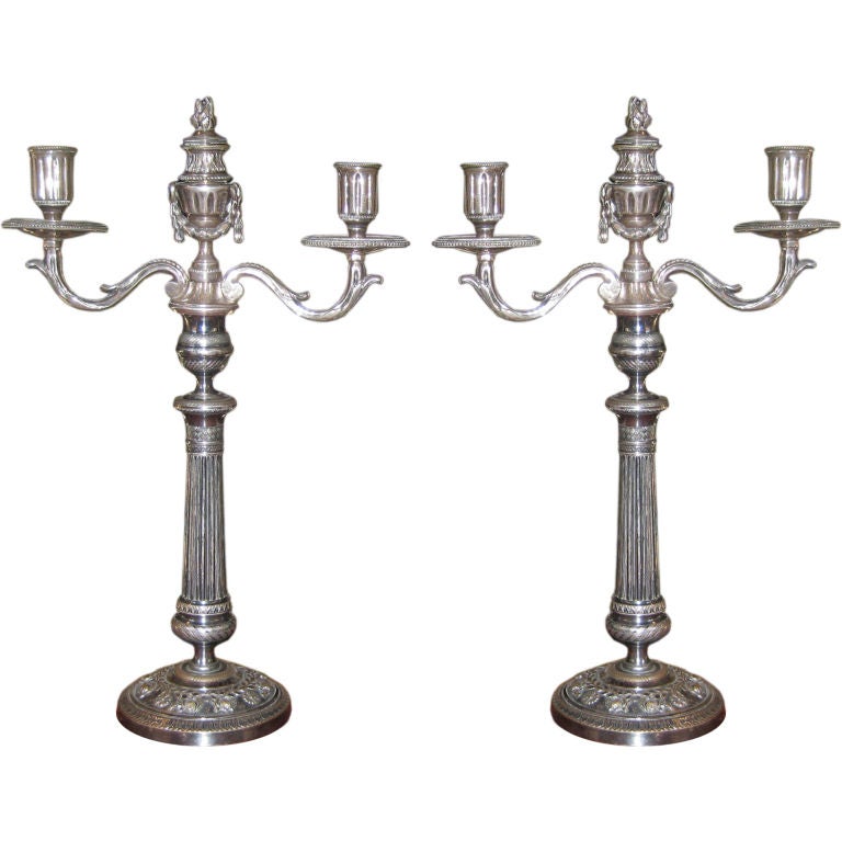 19c Louis XVI French Candelabra - Silverplated