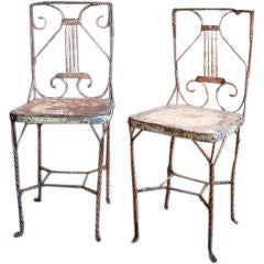 Pair of Directoire Lyre Garden Chairs