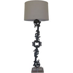 19c French Fer Lamp with Acrylic Base